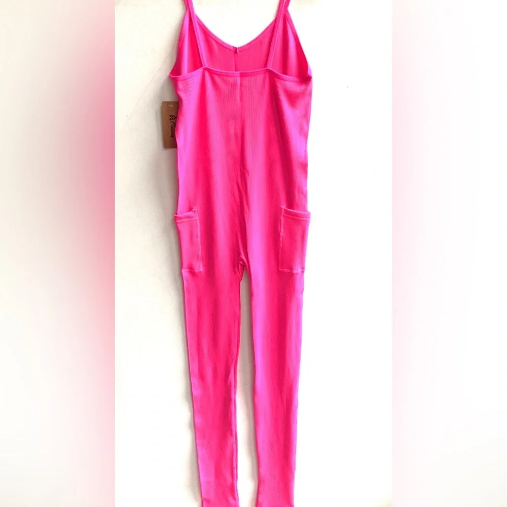 (A3) Odiva Neon Pink‎ Cami Jumpsuit/Bodysuit with side pockets, Size S/M, NWT - Picture 8 of 10